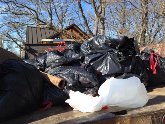 One day, 150 people, and this is what those people collected in trash on a recent trail cleanup day.